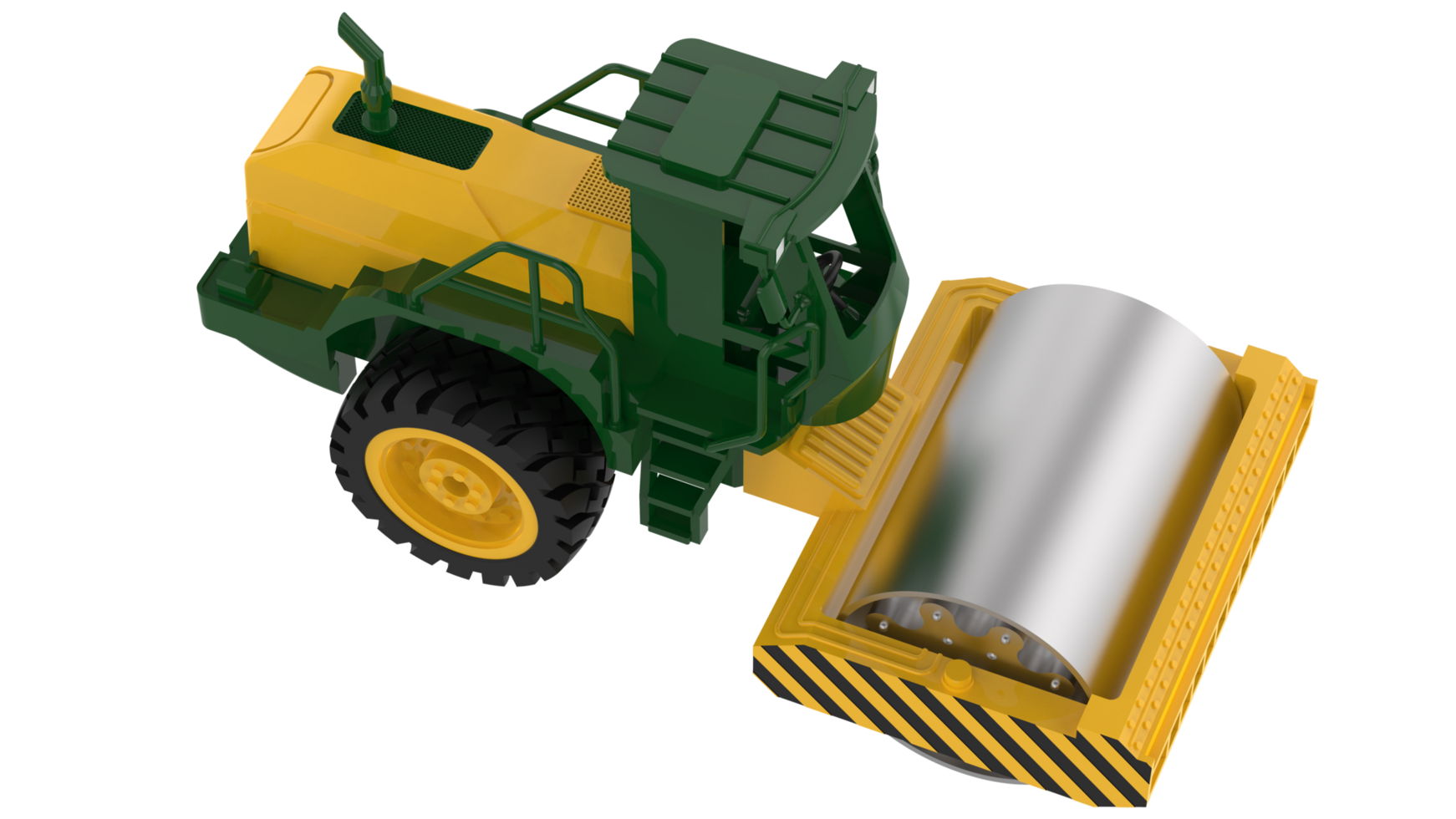 Construction machine. Road roller isolated on background. 3d rendering - illustration png