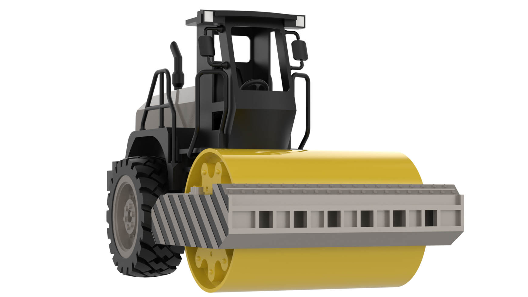 Construction machine. Road roller isolated on background. 3d rendering - illustration png