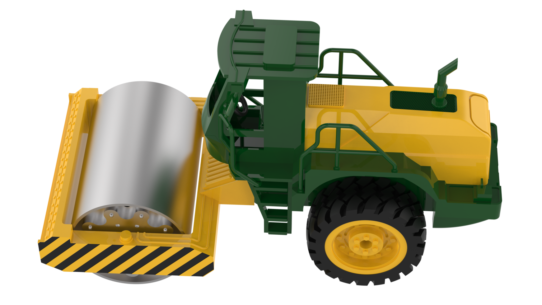 Construction machine. Road roller isolated on background. 3d rendering - illustration png