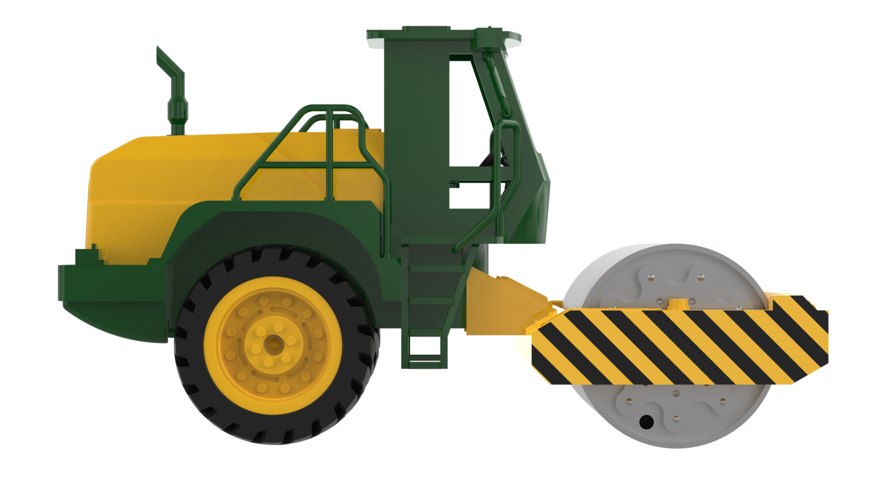 Construction machine. Road roller isolated on background. 3d rendering - illustration png