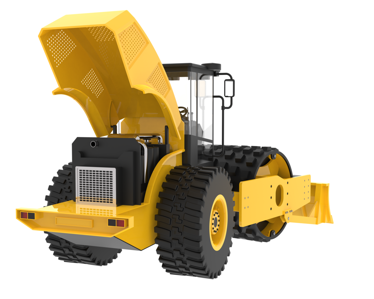 Road roller isolated on background. 3d rendering - illustration png