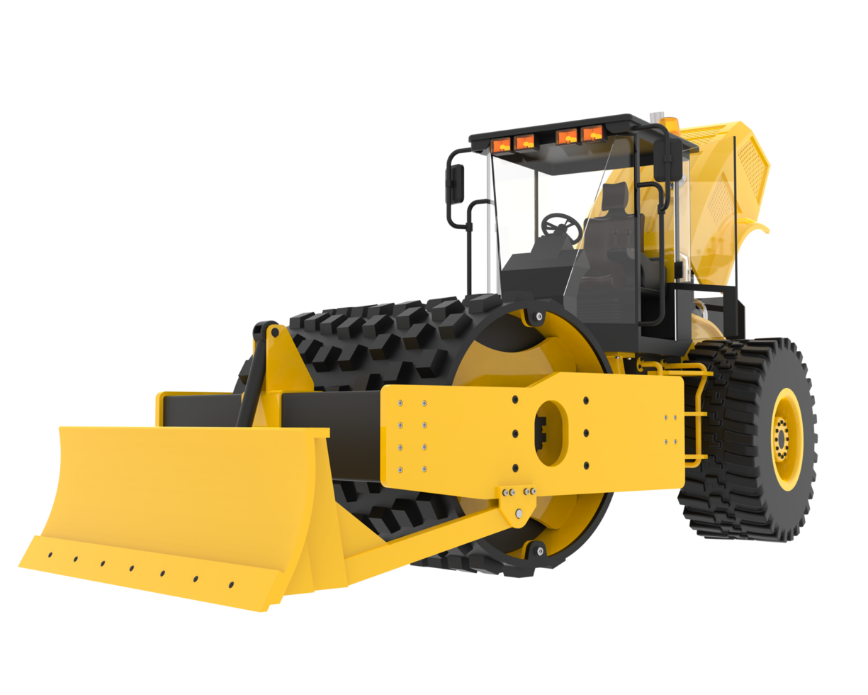 Road roller isolated on background. 3d rendering - illustration png