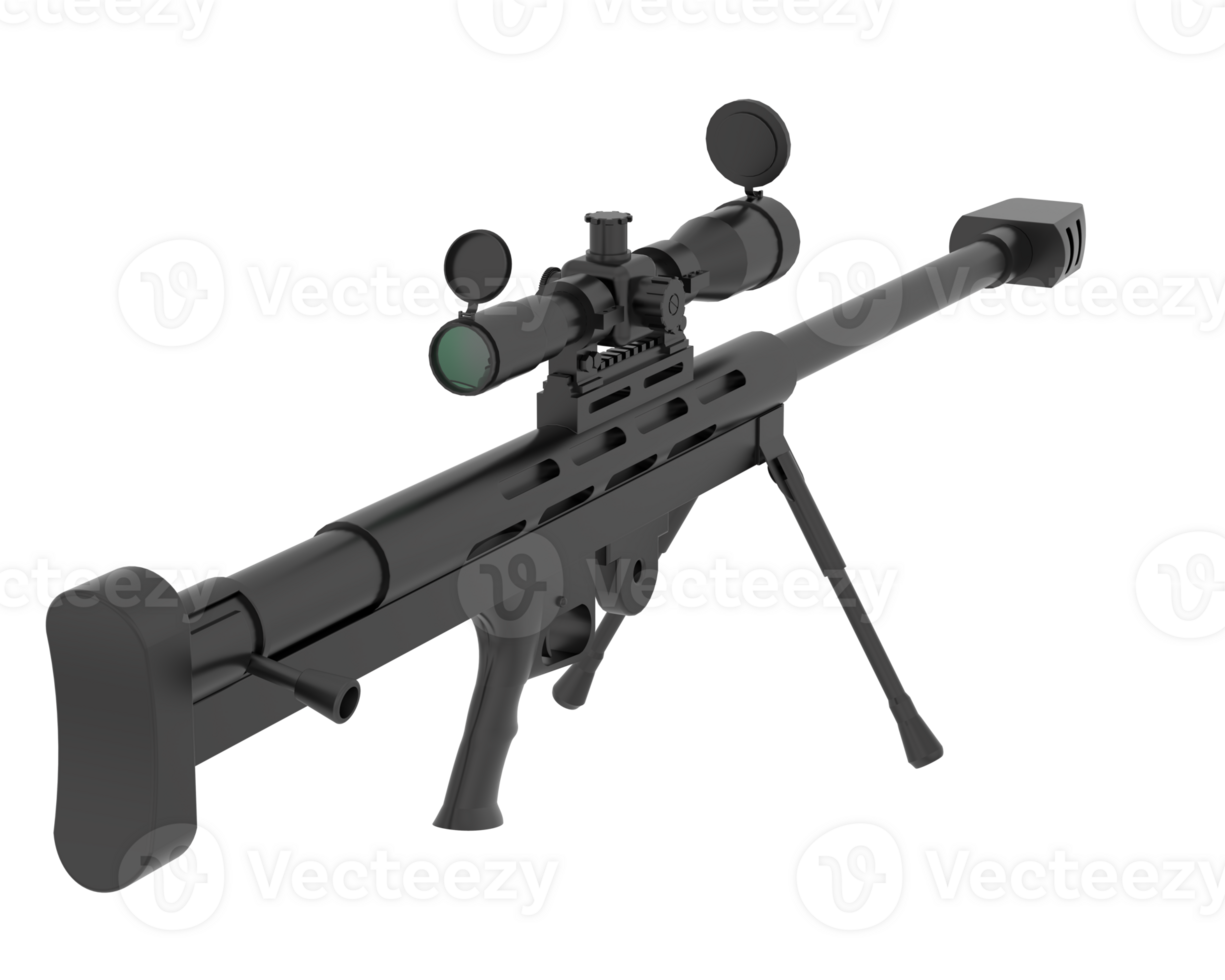Firearm with scope isolated on background. 3d rendering - illustration png
