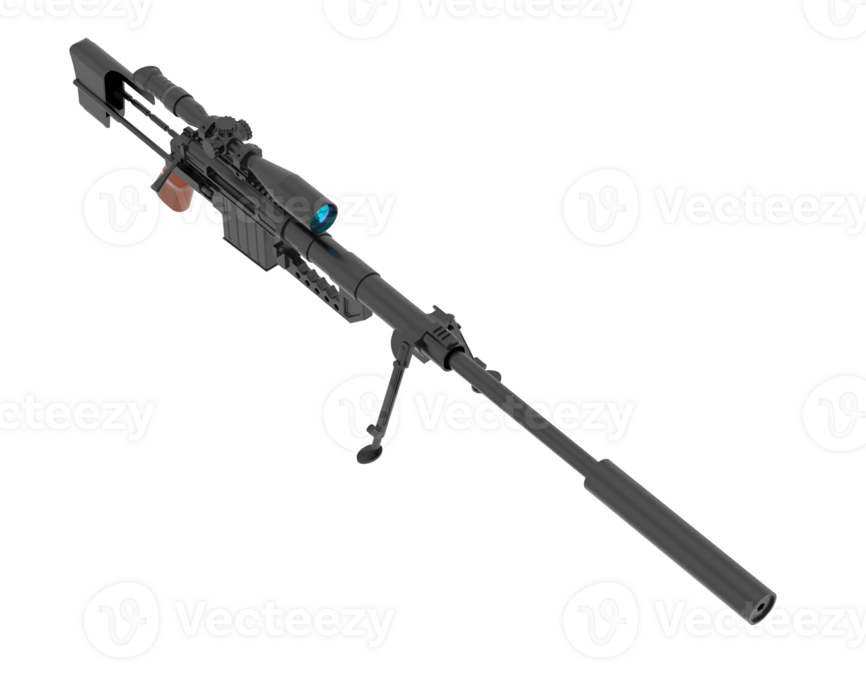 Firearm with scope isolated on background. 3d rendering - illustration png