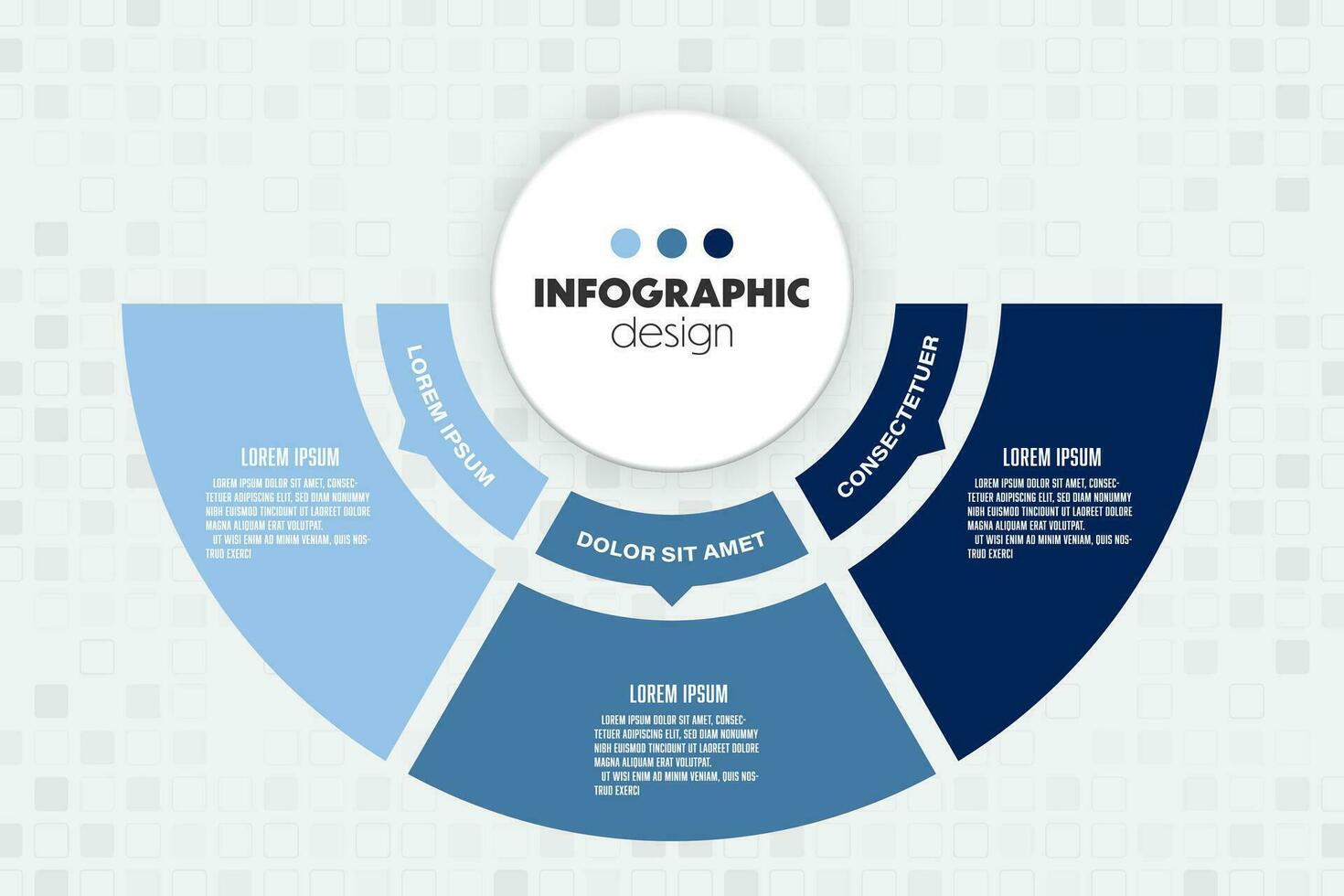 Vector semi circle shape infographic template for presentation. Business concept 3 step.