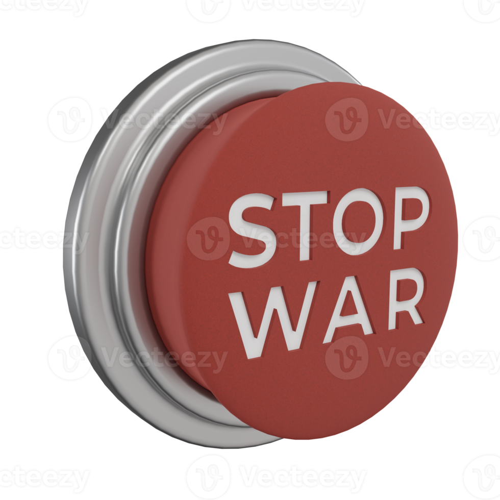 3d render of red push button with stop war writing. for the illustrative concept of choosing to stop the war png