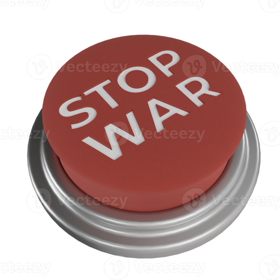 3d render of red push button with stop war writing. for the illustrative concept of choosing to stop the war png