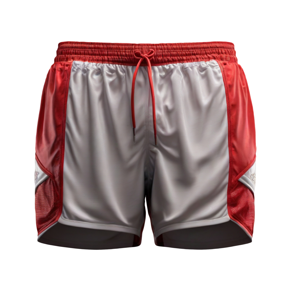 AI generated red and white front sports shorts isolated png
