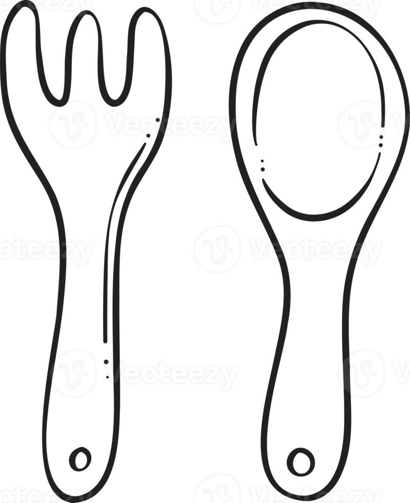 Fork and spoon Cooking outline doodle png