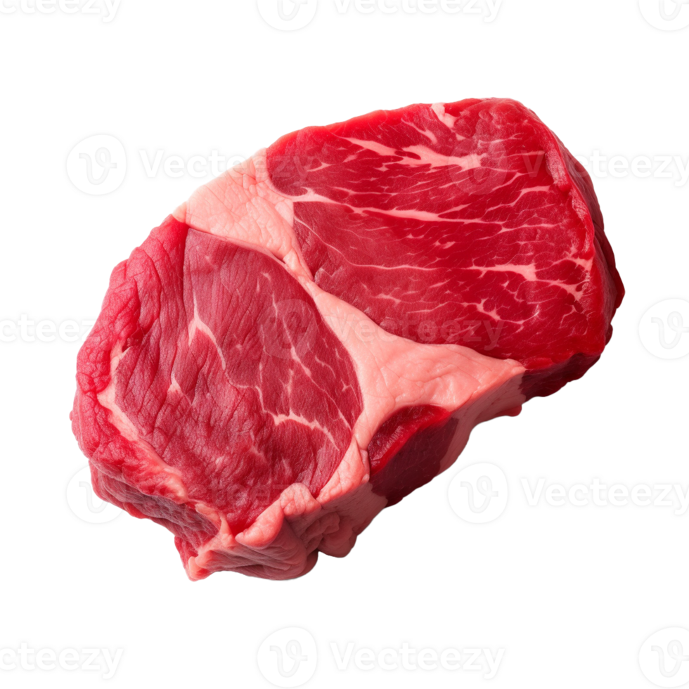 AI generated fresh raw beef steak isolated on a transparent background, PNG