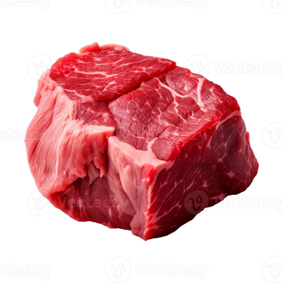 AI generated fresh raw beef steak isolated on a transparent background, PNG