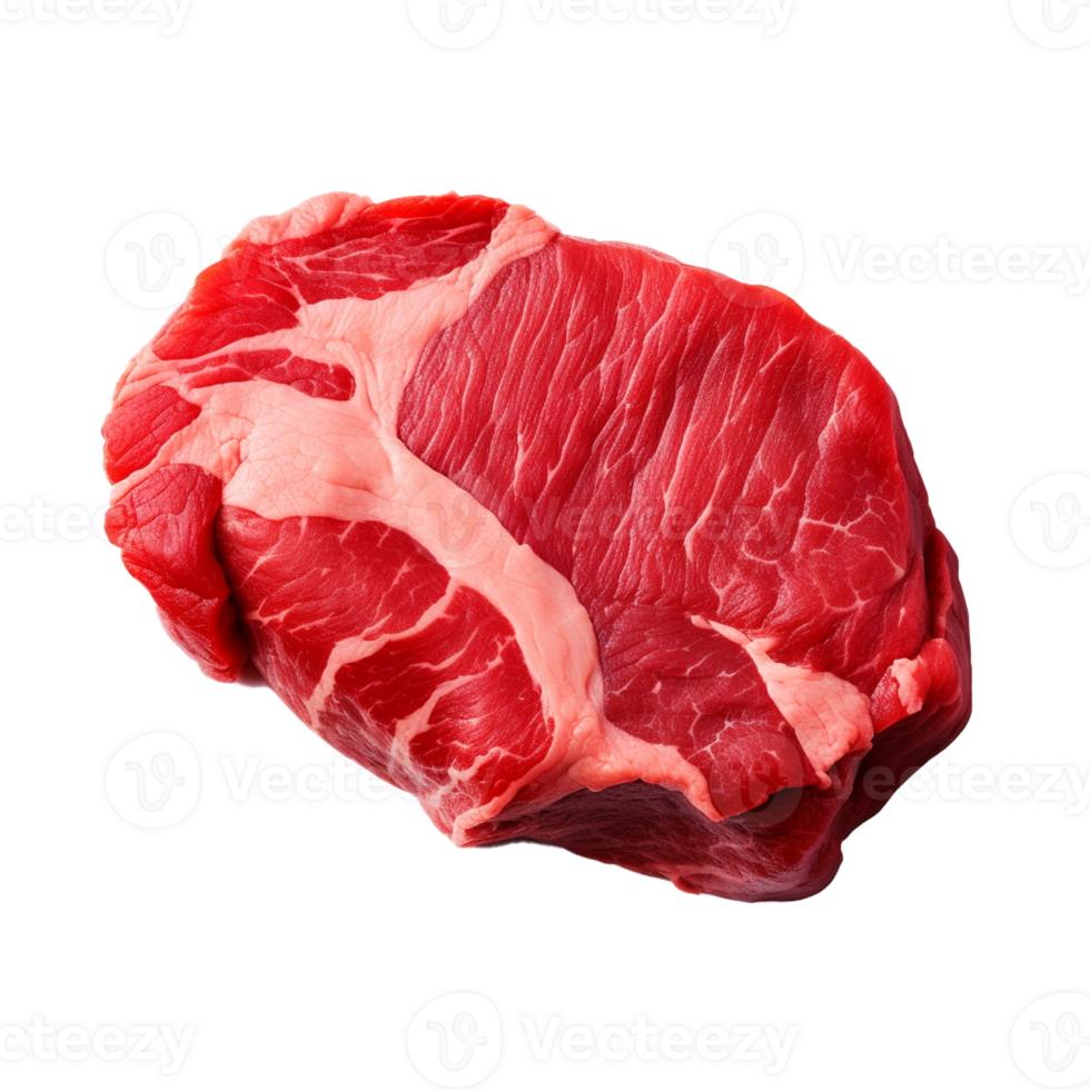 AI generated fresh raw beef steak isolated on a transparent background, PNG