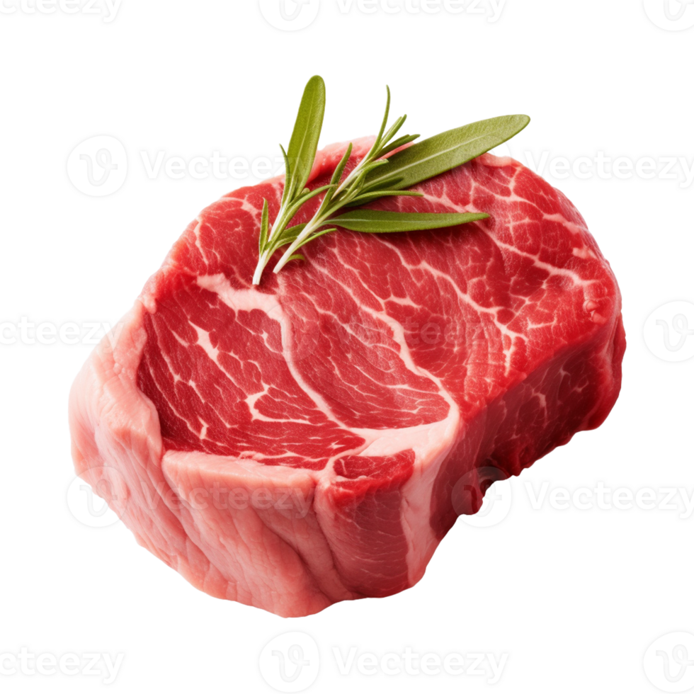 AI generated fresh raw beef steak isolated on a transparent background, PNG