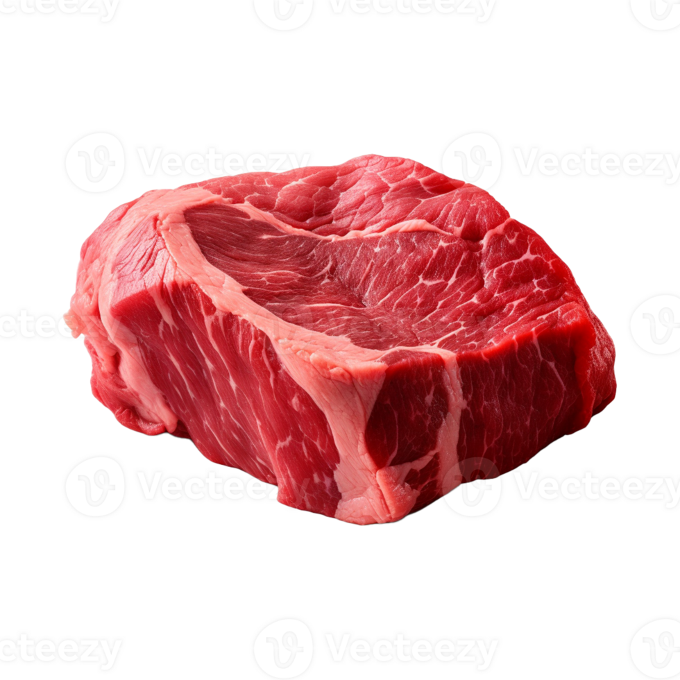 AI generated fresh raw beef steak isolated on a transparent background, PNG