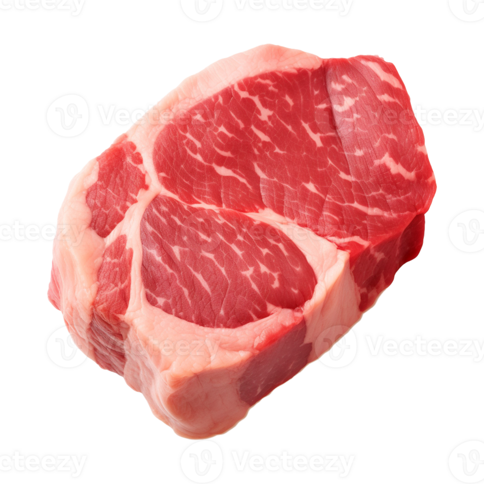 AI generated fresh raw beef steak isolated on a transparent background, PNG