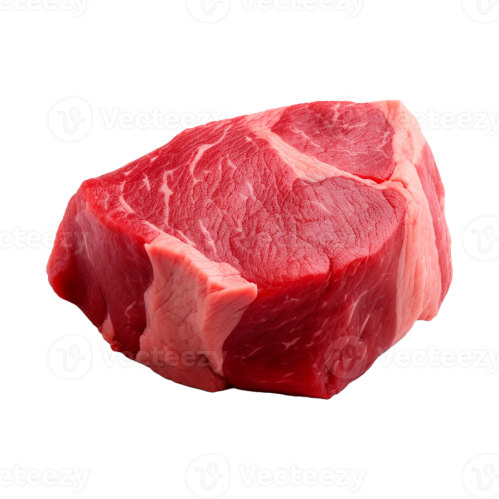 AI generated fresh raw beef steak isolated on a transparent background, PNG