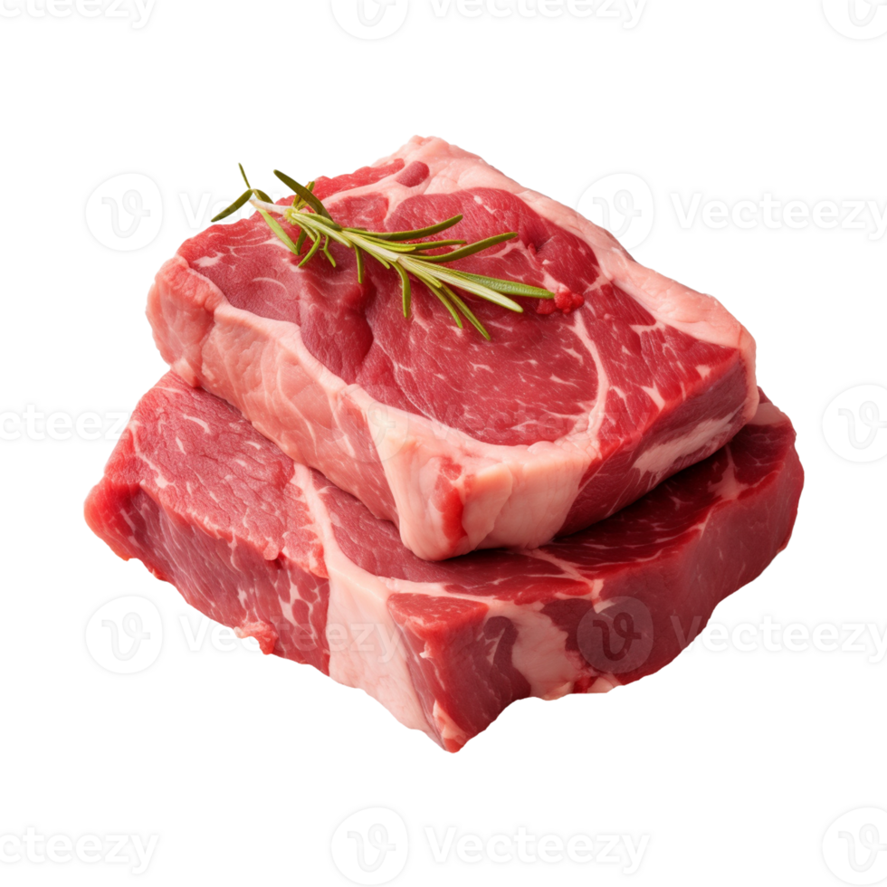 AI generated fresh raw beef steak isolated on a transparent background, PNG