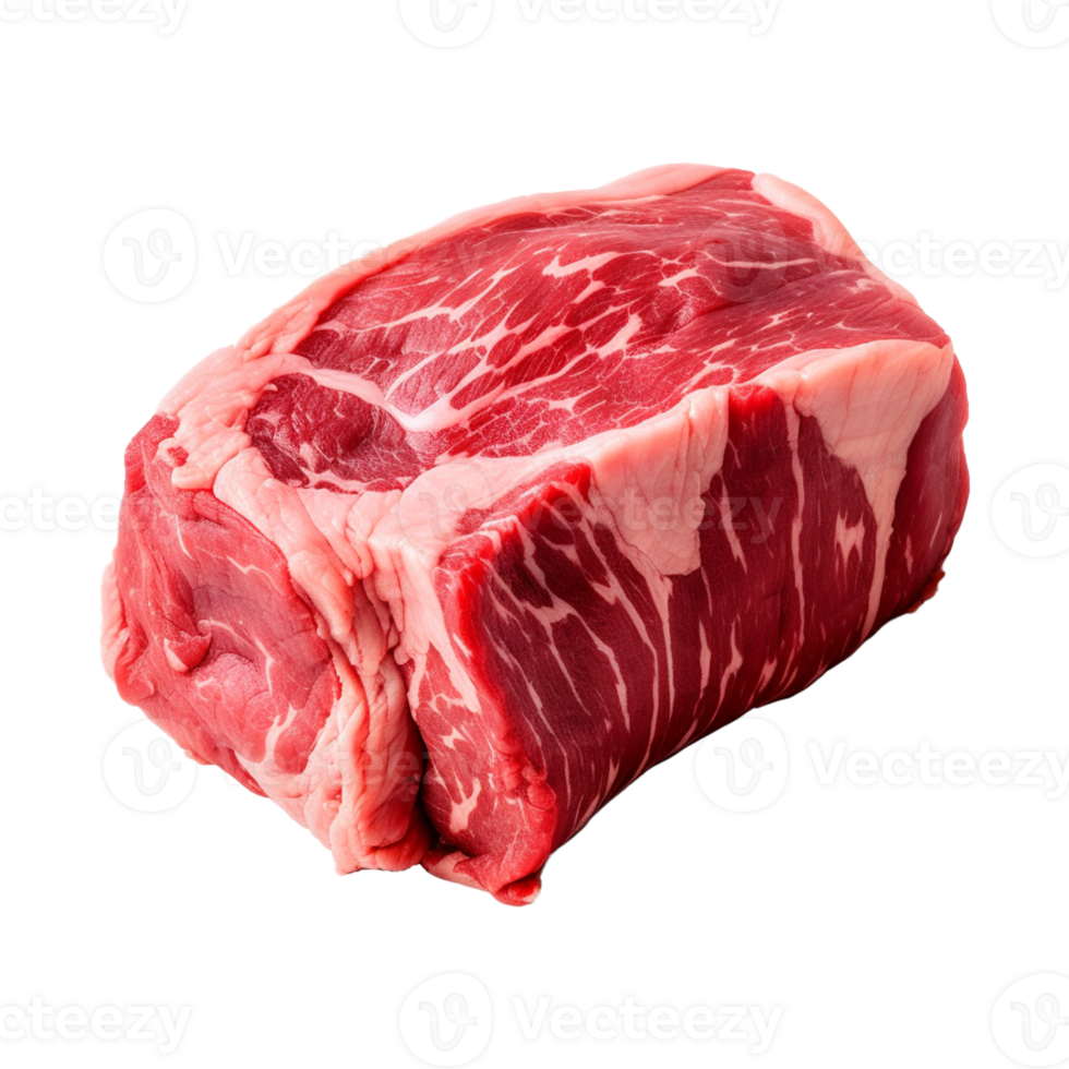 AI generated fresh raw beef steak isolated on a transparent background, PNG