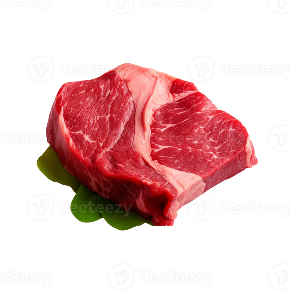 AI generated fresh raw beef steak isolated on a transparent background, PNG