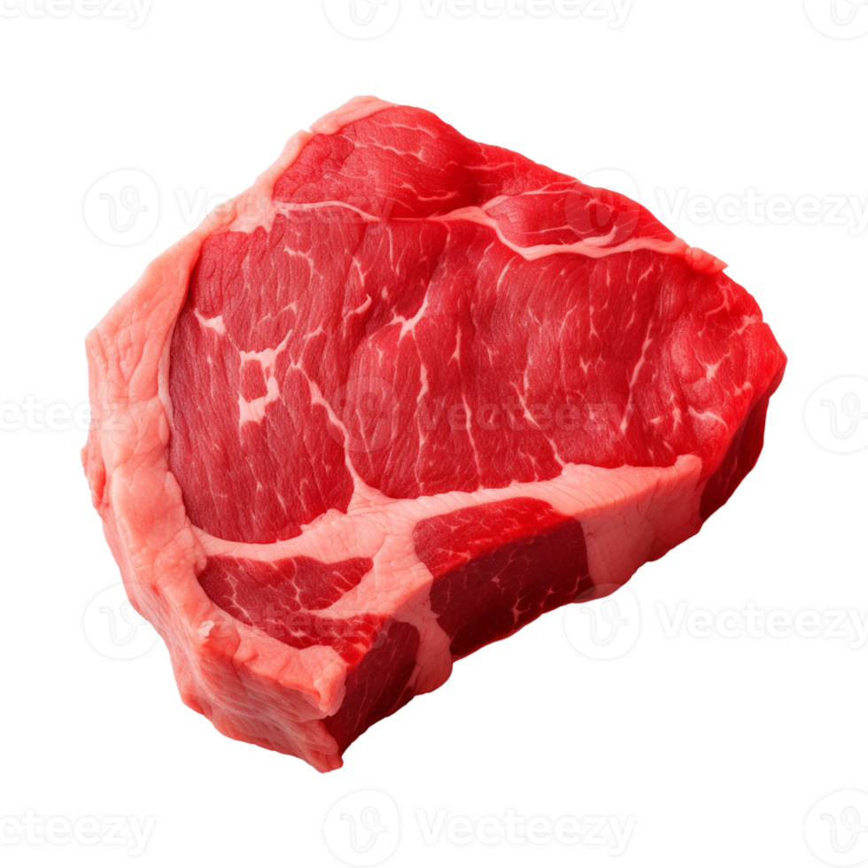 AI generated fresh raw beef steak isolated on a transparent background, PNG