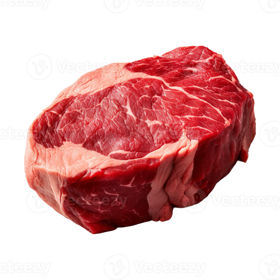 AI generated fresh raw beef steak isolated on a transparent background, PNG