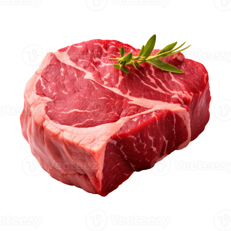 AI generated fresh raw beef steak isolated on a transparent background, PNG