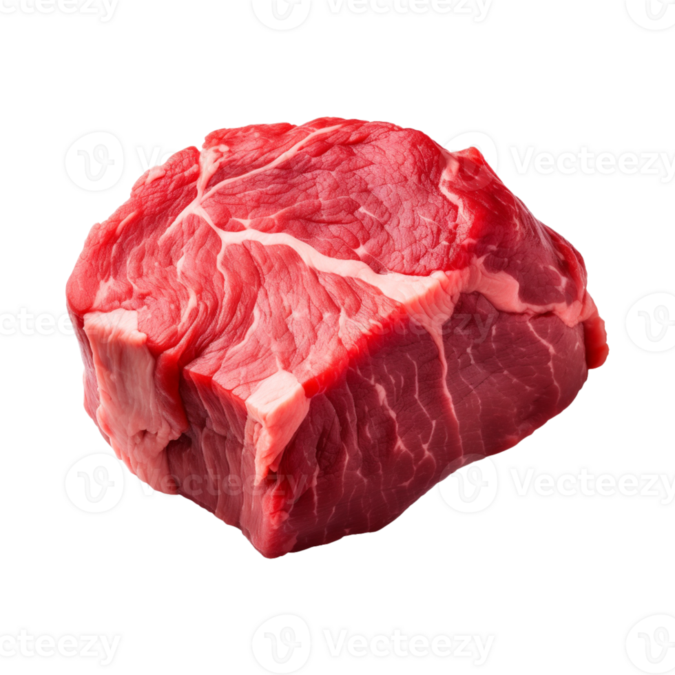 AI generated fresh raw beef steak isolated on a transparent background, PNG