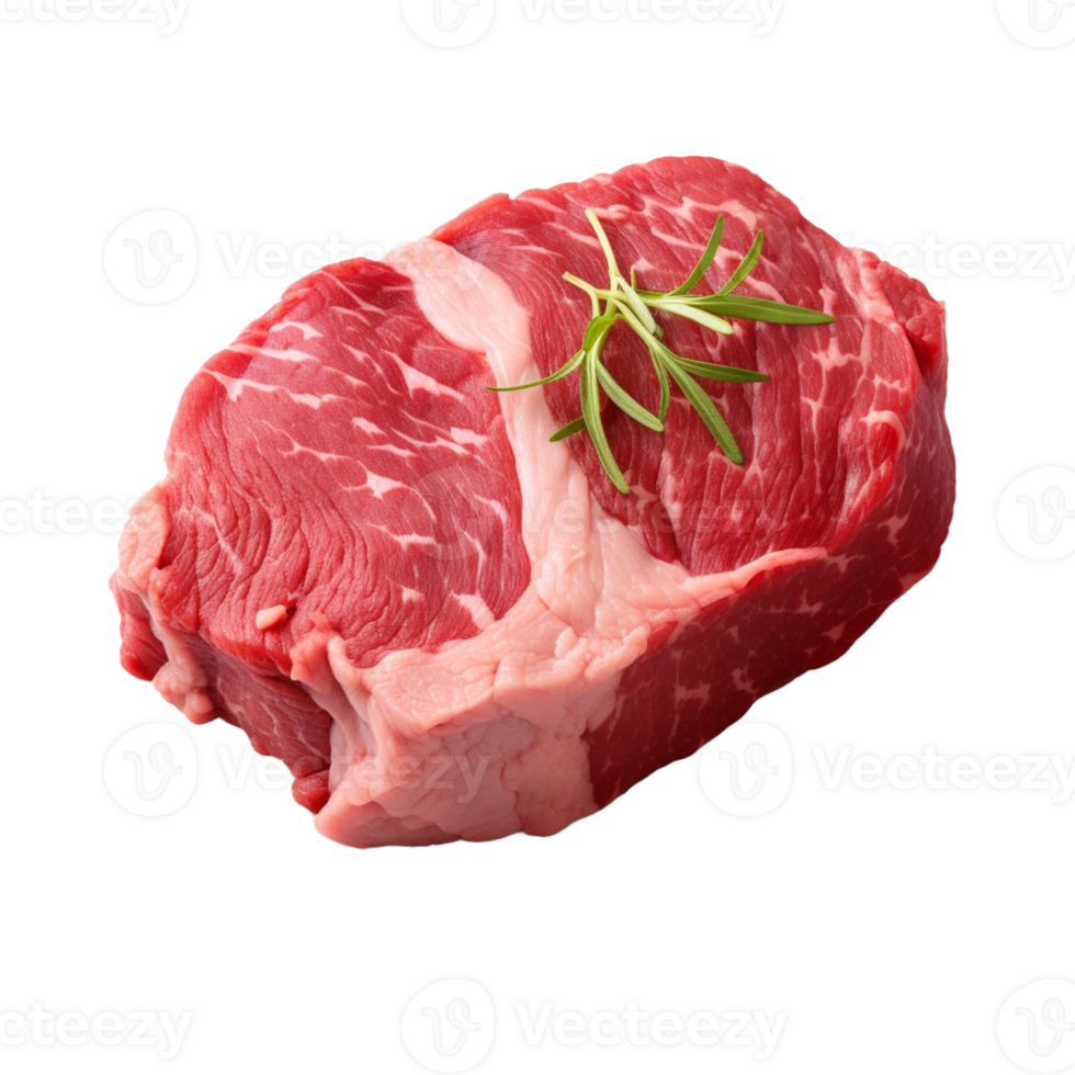 AI generated fresh raw beef steak isolated on a transparent background, PNG