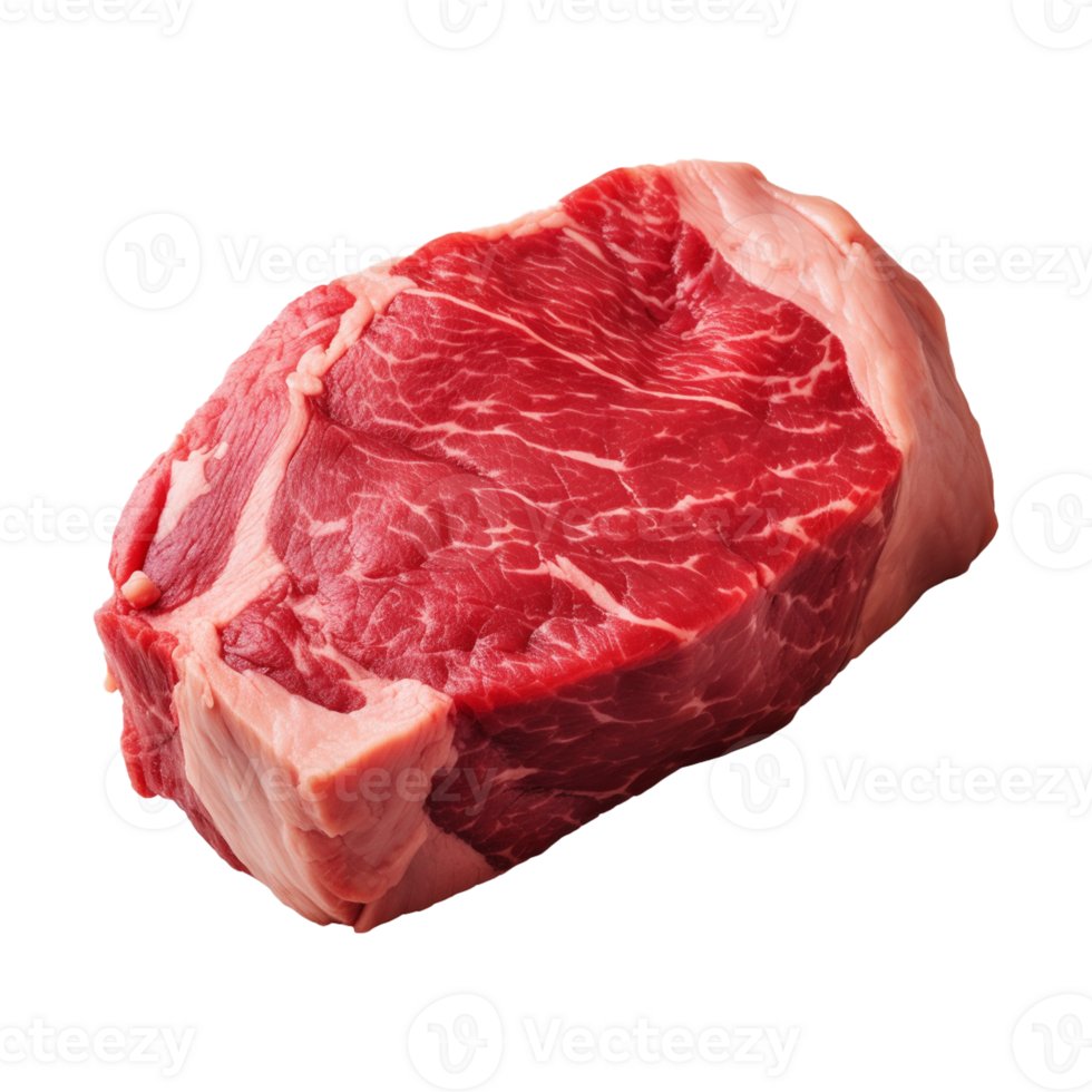 AI generated fresh raw beef steak isolated on a transparent background, PNG