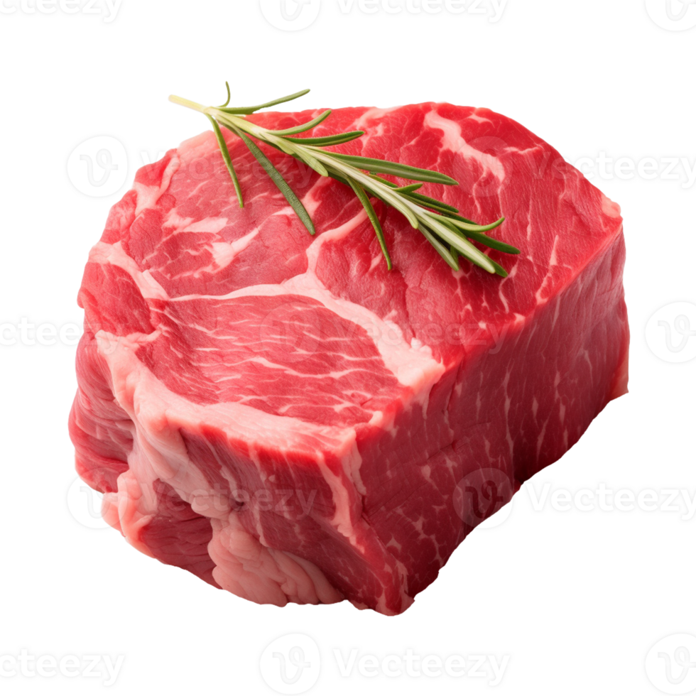 AI generated fresh raw beef steak isolated on a transparent background, PNG