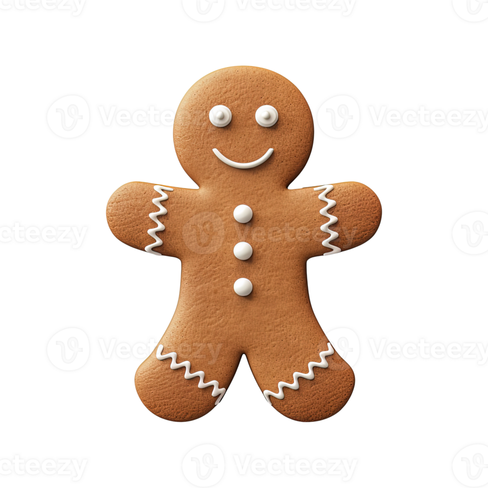 AI generated gingerbread men cookie isolated on transparent background, PNG