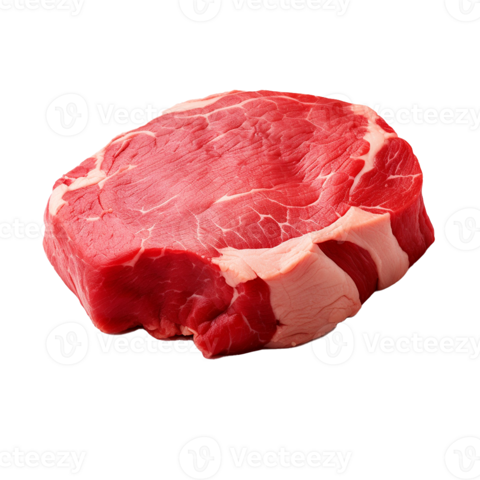 AI generated fresh raw beef steak isolated on a transparent background, PNG