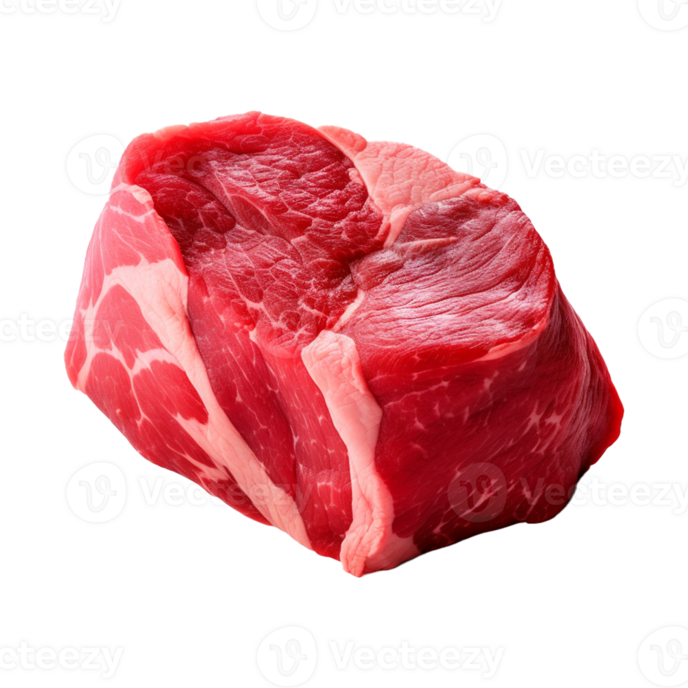 AI generated fresh raw beef steak isolated on a transparent background, PNG