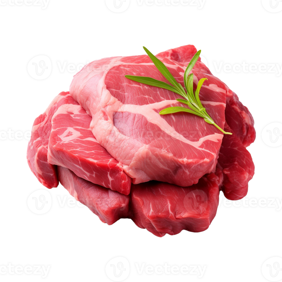 AI generated fresh raw beef steak isolated on a transparent background, PNG