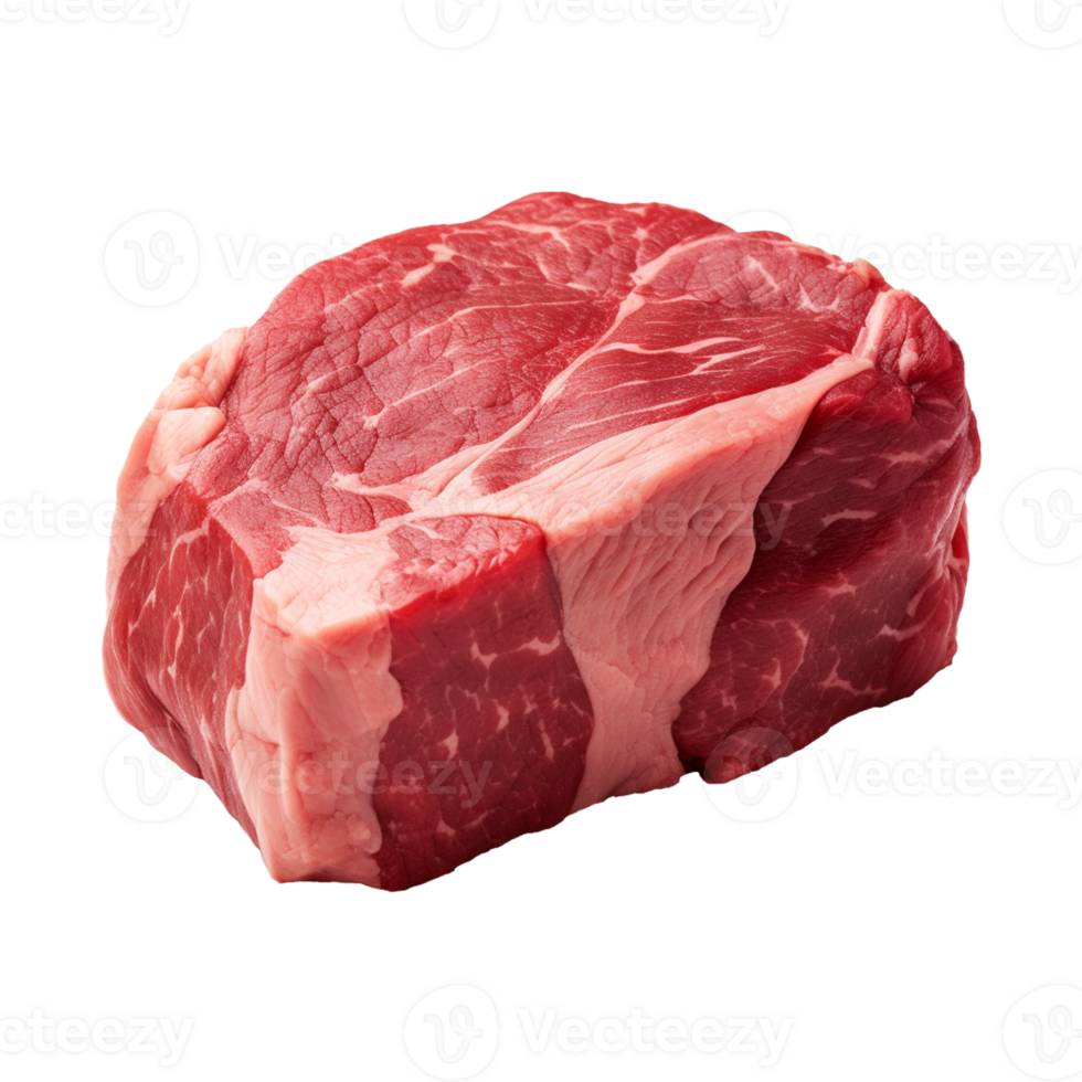 AI generated fresh raw beef steak isolated on a transparent background, PNG
