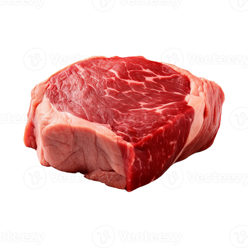 AI generated fresh raw beef steak isolated on a transparent background, PNG
