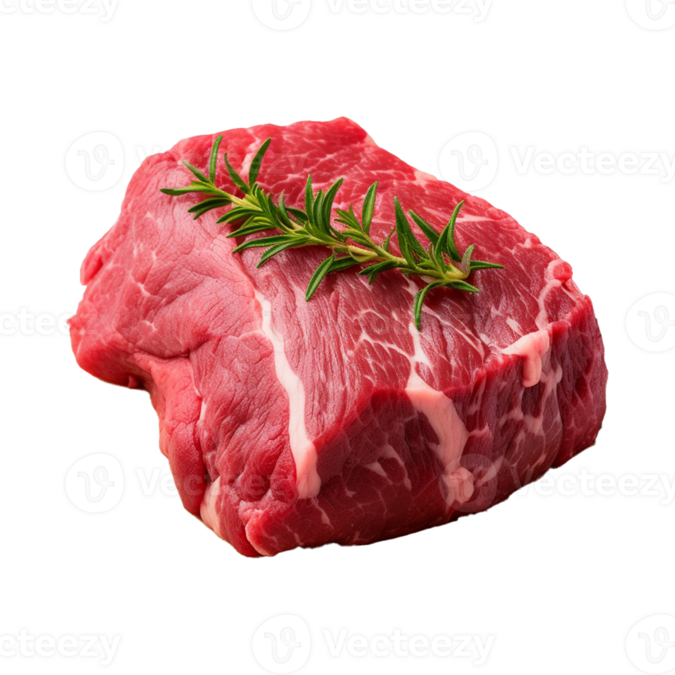 AI generated fresh raw beef steak isolated on a transparent background, PNG