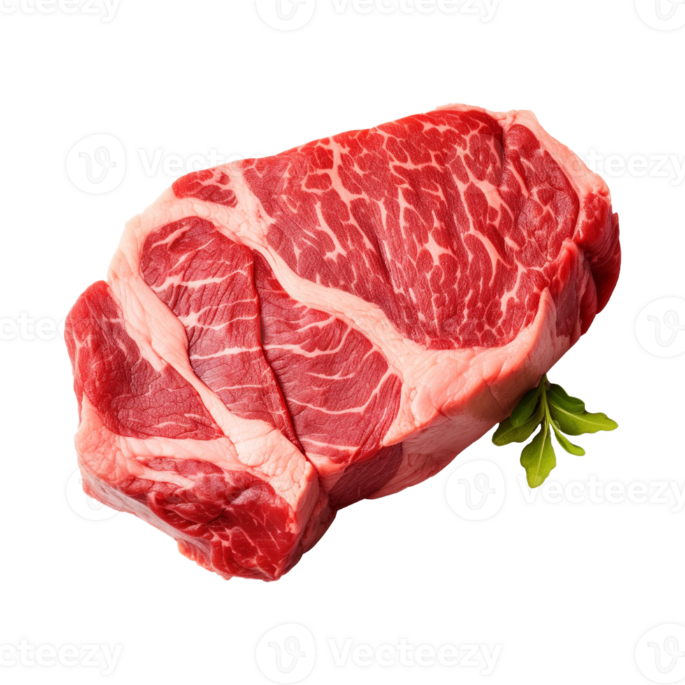 AI generated fresh raw beef steak isolated on a transparent background, PNG