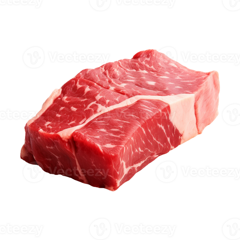 AI generated fresh raw beef steak isolated on a transparent background, PNG