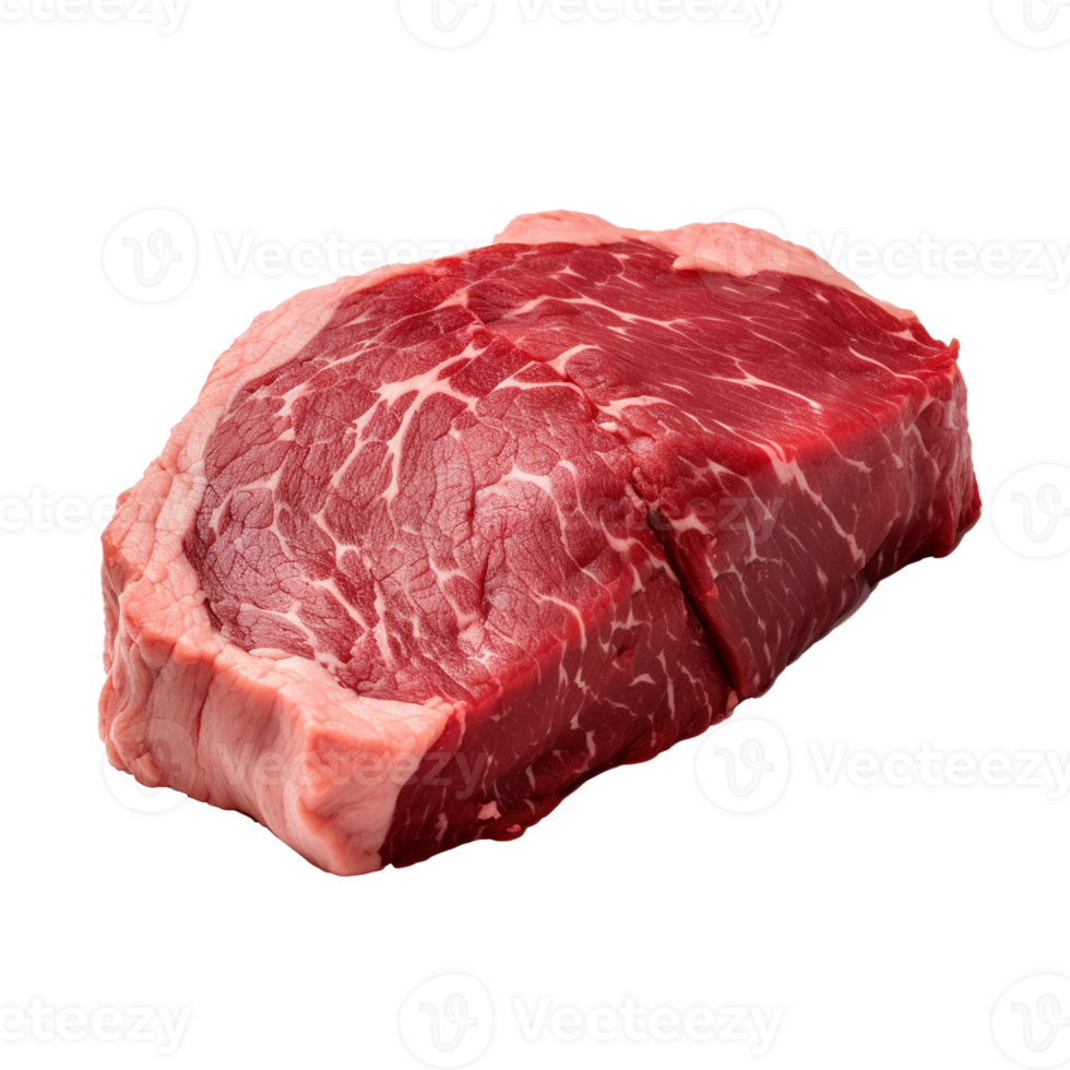 AI generated fresh raw beef steak isolated on a transparent background, PNG