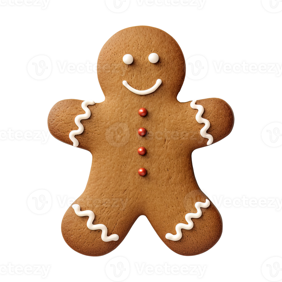 AI generated gingerbread men cookie isolated on transparent background, PNG