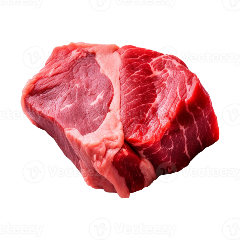 AI generated fresh raw beef steak isolated on a transparent background, PNG