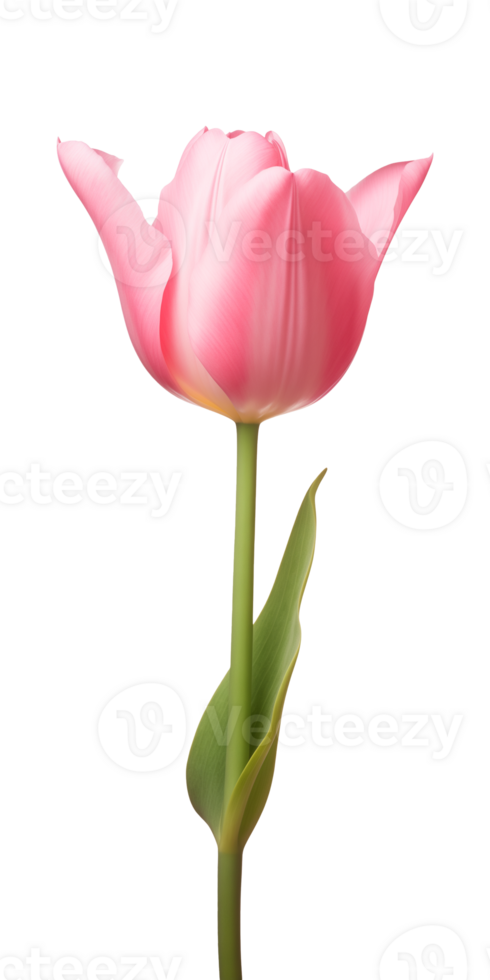 ai generado rosado tulipán flor aislado en un transparente fondo, png