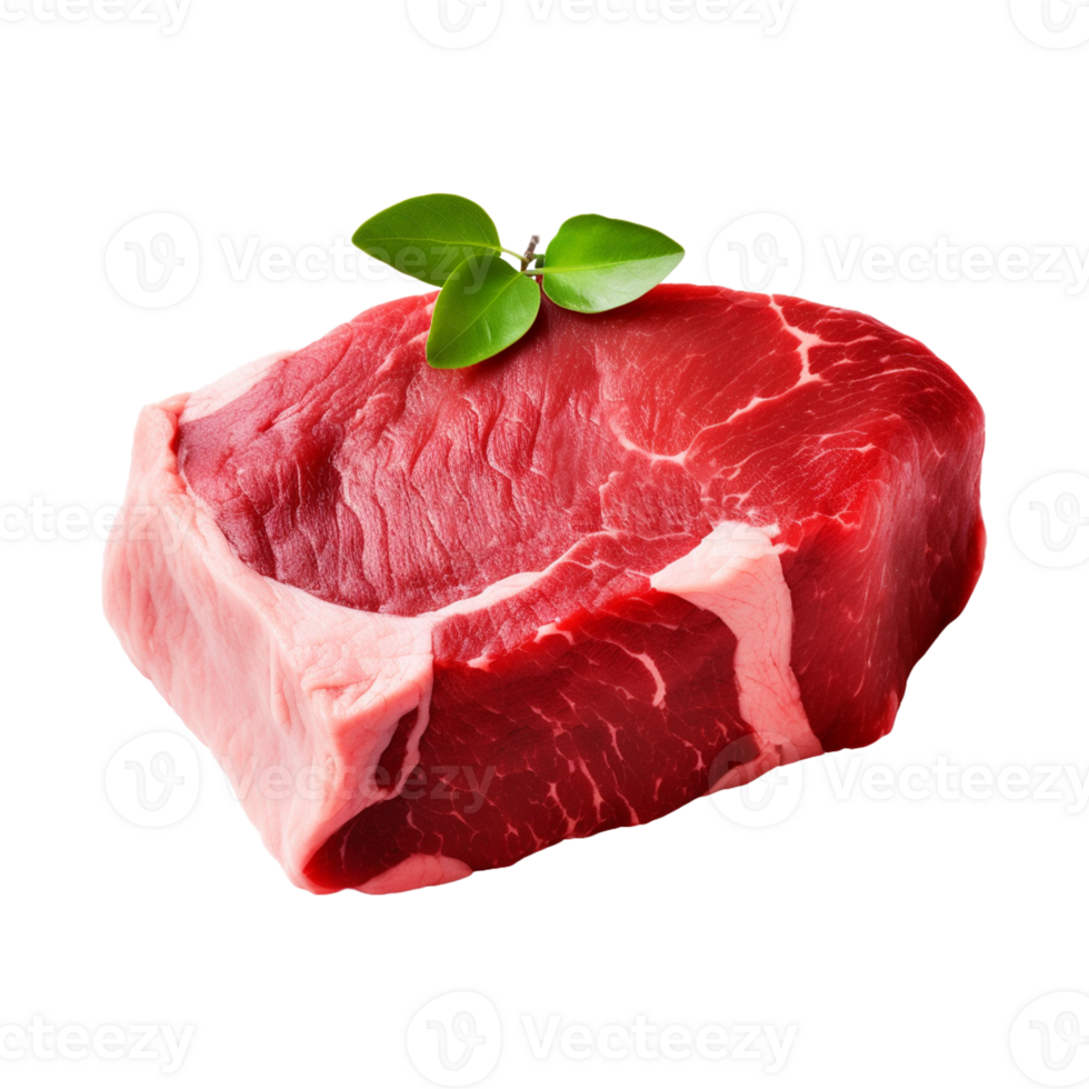 AI generated fresh raw beef steak isolated on a transparent background, PNG