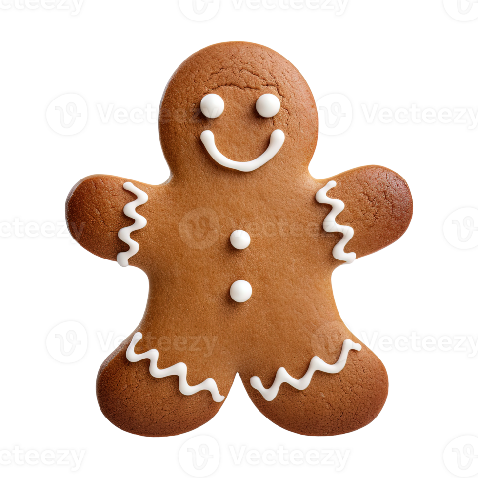 AI generated gingerbread men cookie isolated on transparent background, PNG