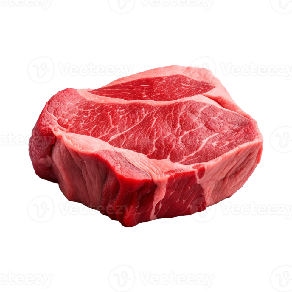 AI generated fresh raw beef steak isolated on a transparent background, PNG
