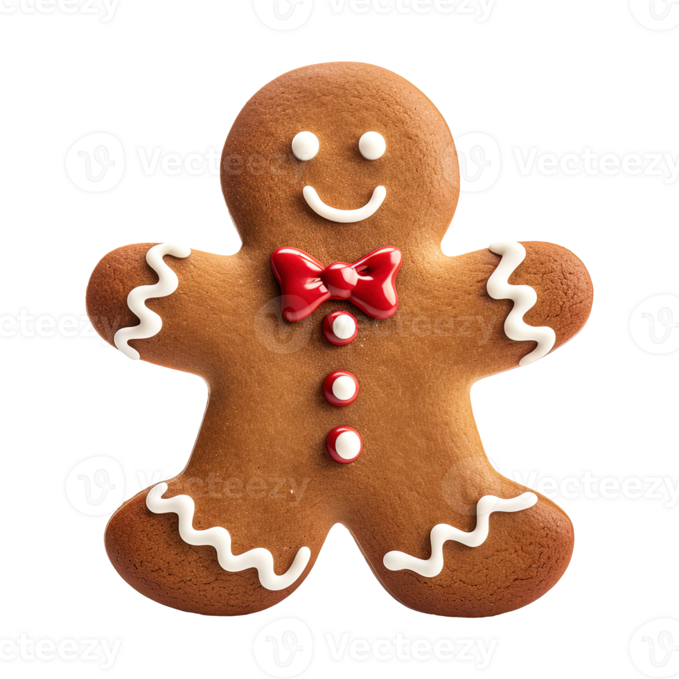 AI generated gingerbread men cookie isolated on transparent background, PNG