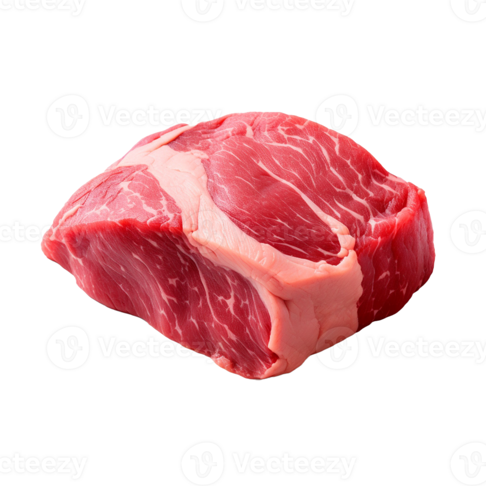 AI generated fresh raw beef steak isolated on a transparent background, PNG