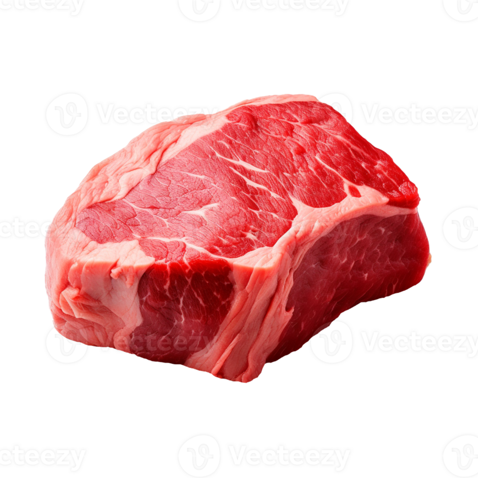 AI generated fresh raw beef steak isolated on a transparent background, PNG