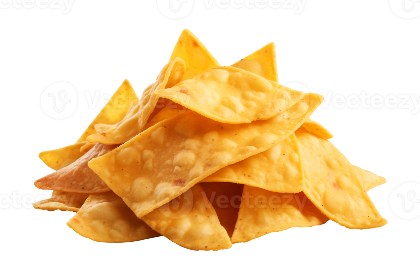 AI generated a pile of nachos isolated on a transparent background, PNG